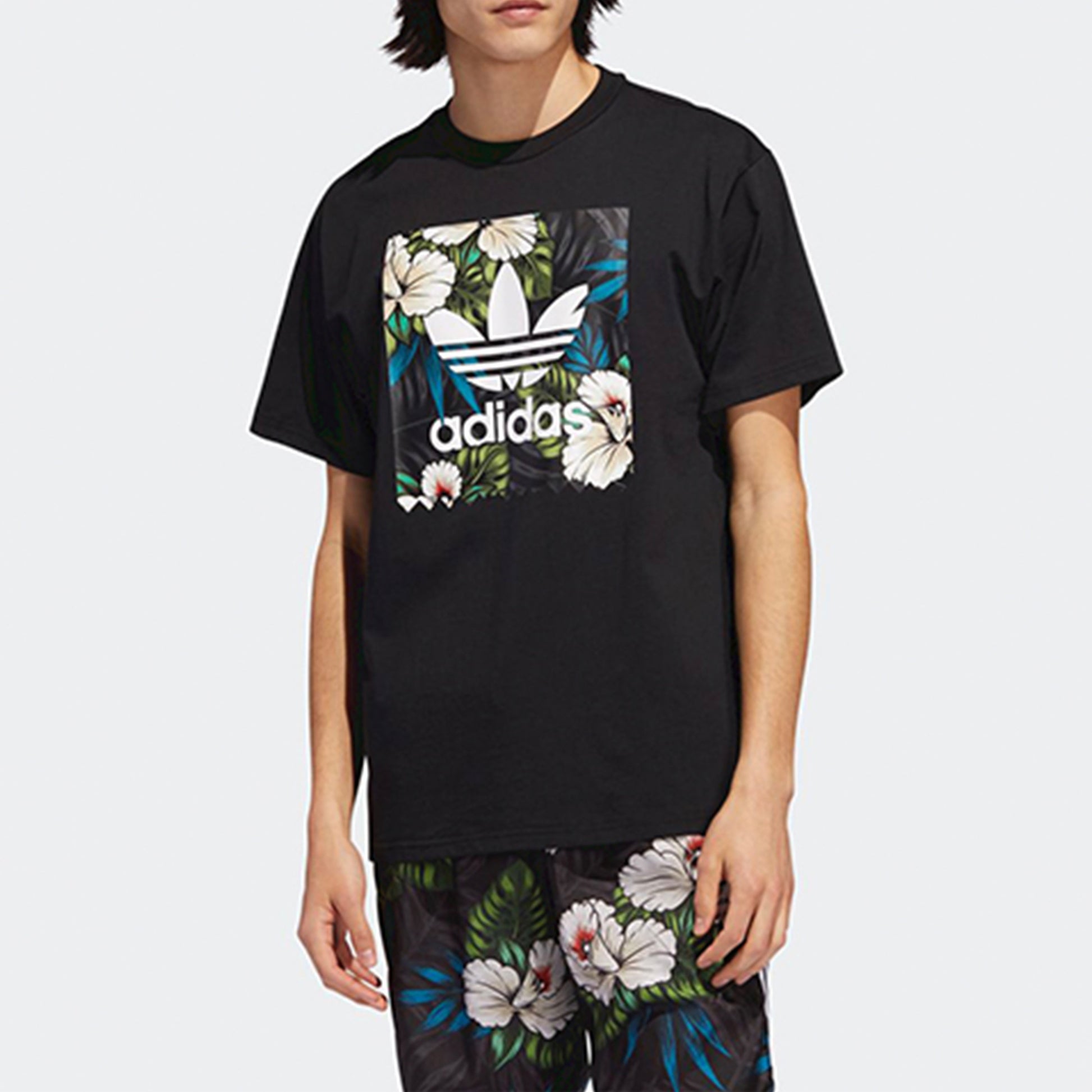 adidas originals Flowers Printing Short Sleeve Black EC7360