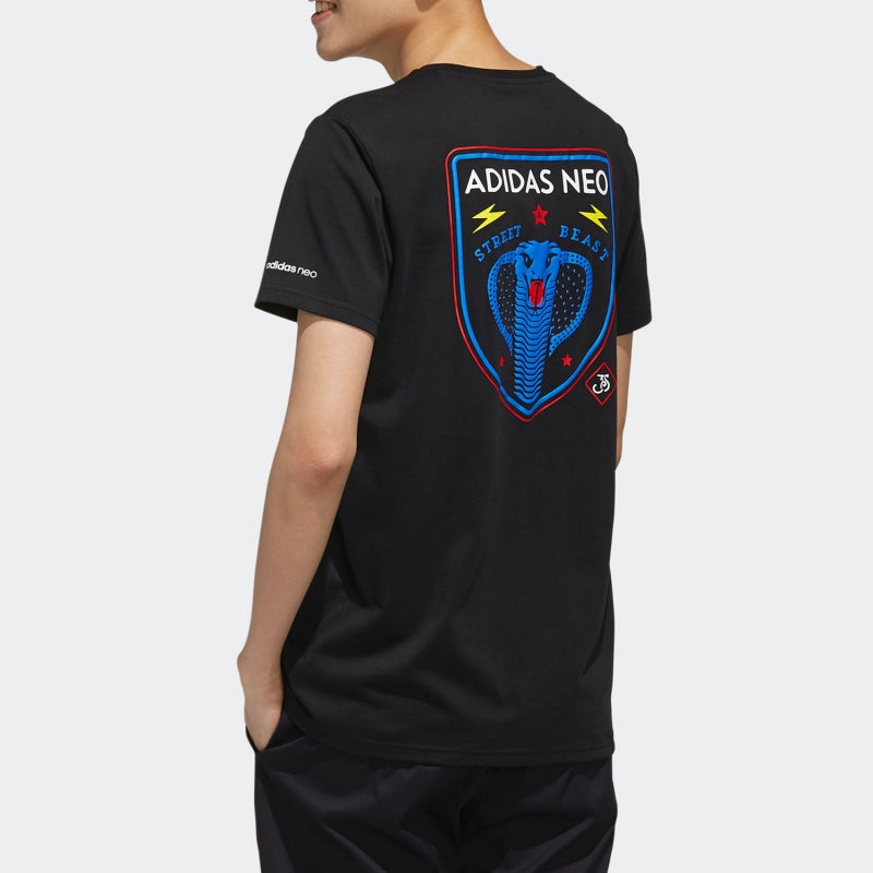 adidas neo Fav Art Snk Funny Printing Sports Round Neck Short Sleeve Black EI4529