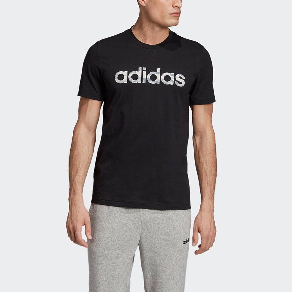 adidas E Camo Lin Tee Training Sports Round Neck Short Sleeve Black EI9755