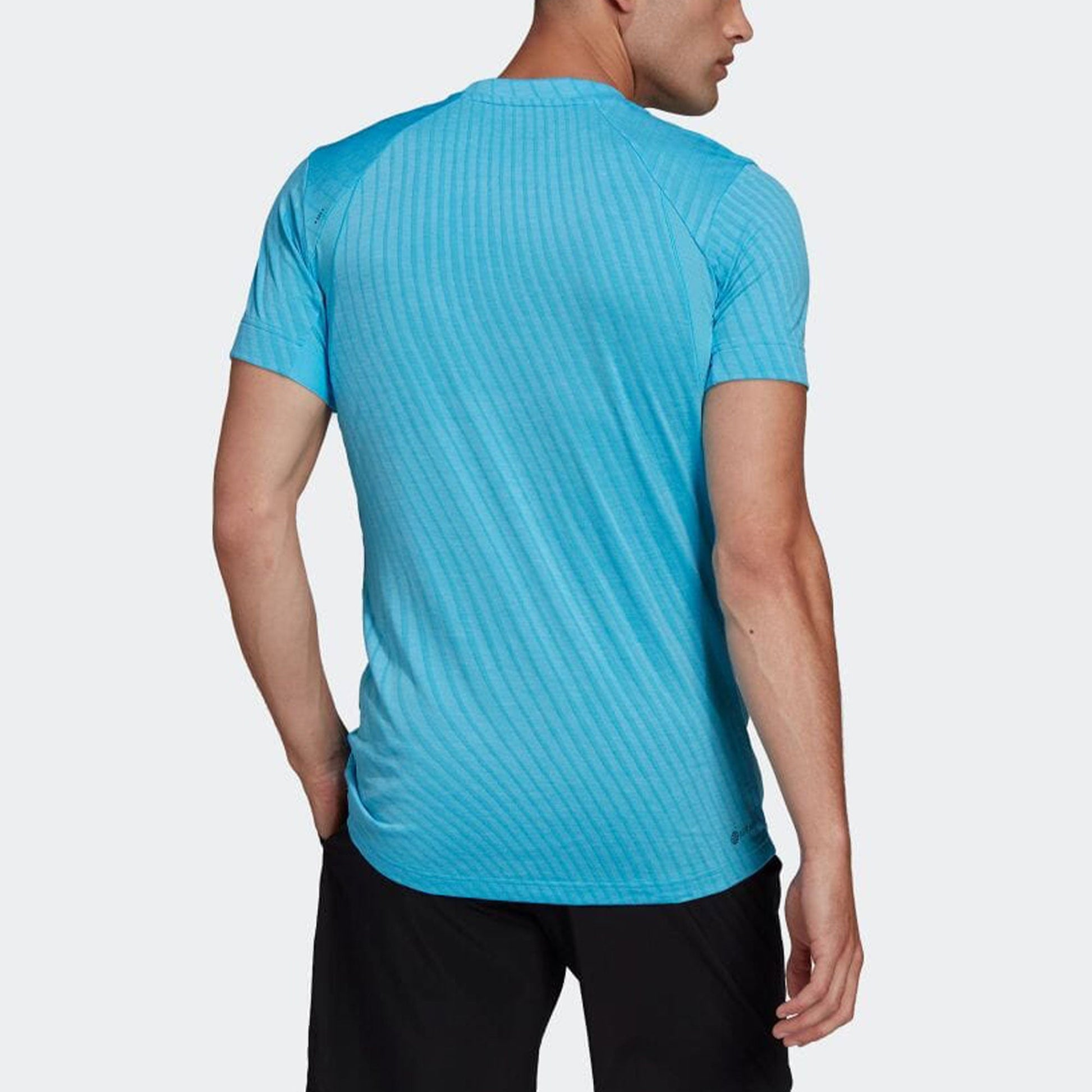 adidas Solid Color Logo Printing Round Neck Short Sleeve Blue HB9145