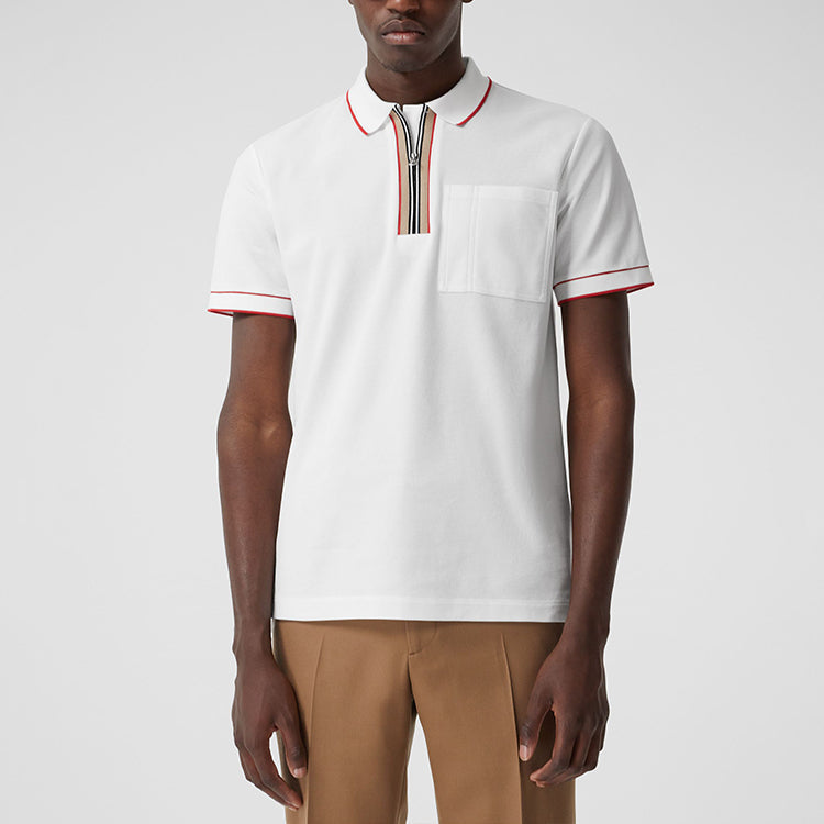 Men's Burberry Stripe Short Sleeve Polo Shirt White 80340751