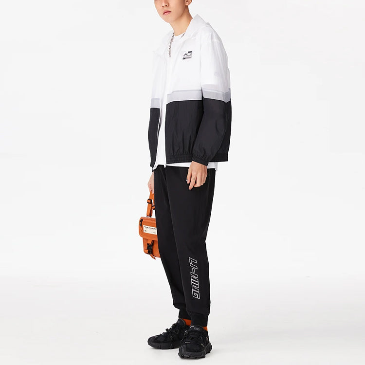 Li-Ning Logo Color Block Woven Windbreaker 'White Grey Black' AFDS309-3