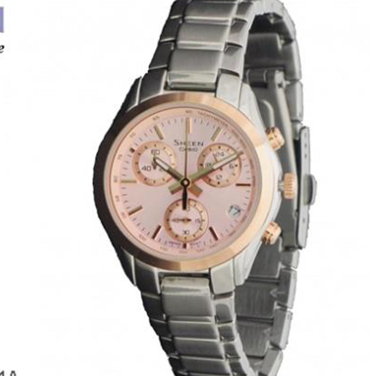 CASIO SHEEN Waterproof Stainless Steel Strap Pink Analog SHN-5000SG-4A