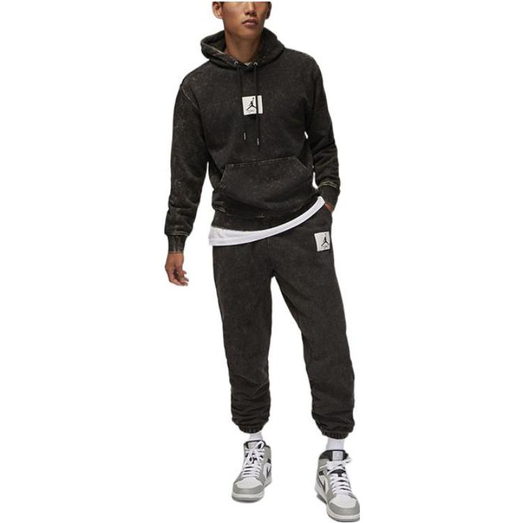 Men's Air Jordan Kangaroo Pocket Alphabet Flying Man Logo Pullover Drawstring Black DR3688-010