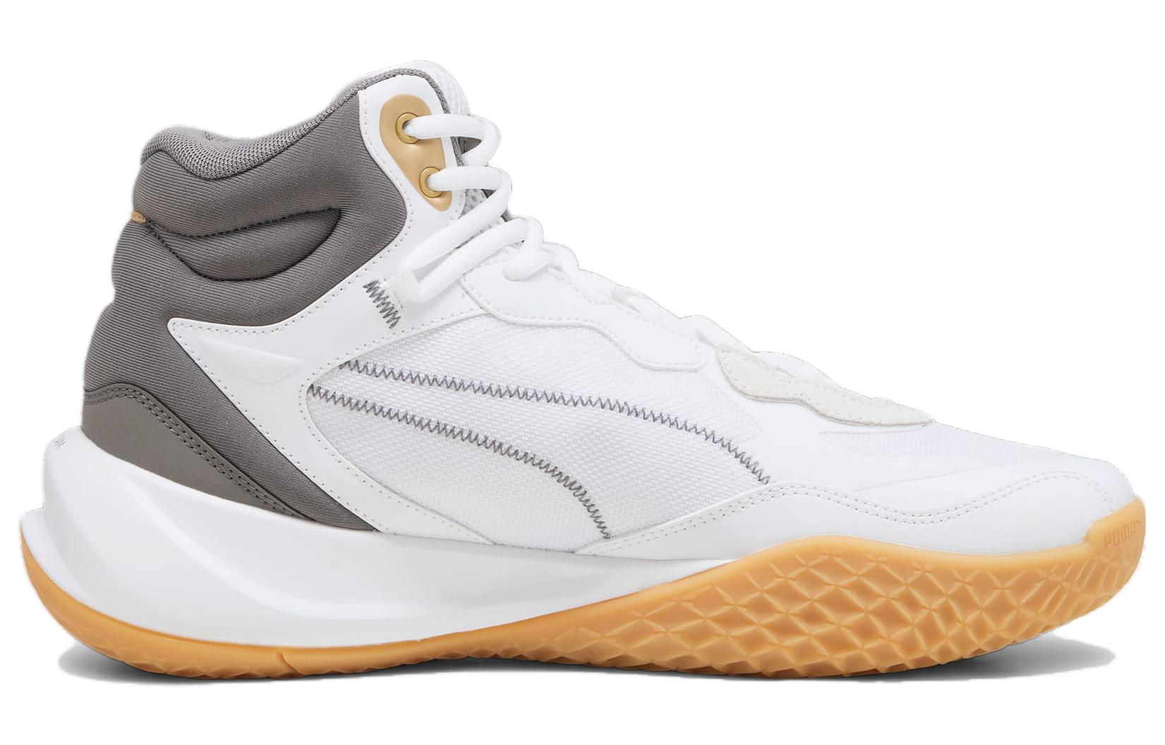 PUMA Playmaker Pro Mid Trophies 'White Grey Gold' 379019-01