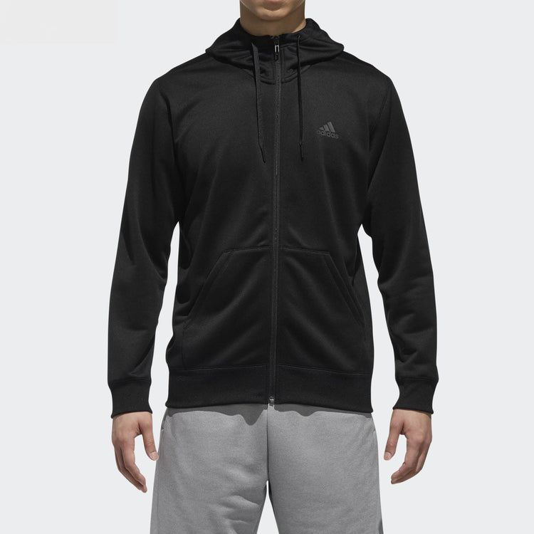 Men's adidas Sports Stylish Hooded Knit Jacket Black DN1420