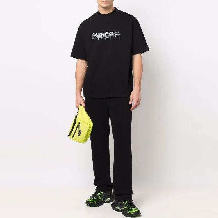 Balenciaga Slime Logo T-Shirt Medium-Fit 'Black' 612966TLVF11069