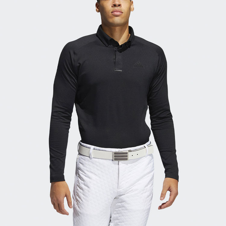 adidas Brushed Brushed Ls Pl Golf Sports Training Casual Long Sleeves polo Black FS6844