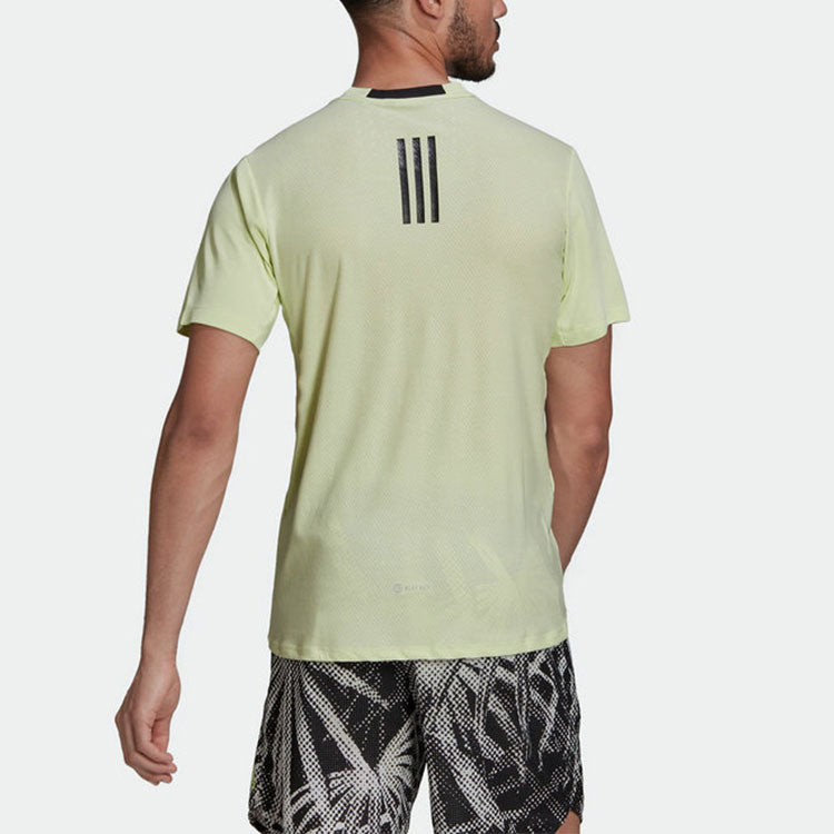 Men's adidas Solid Color Logo Printing Round Neck Short Sleeve Green T-Shirt HC4248