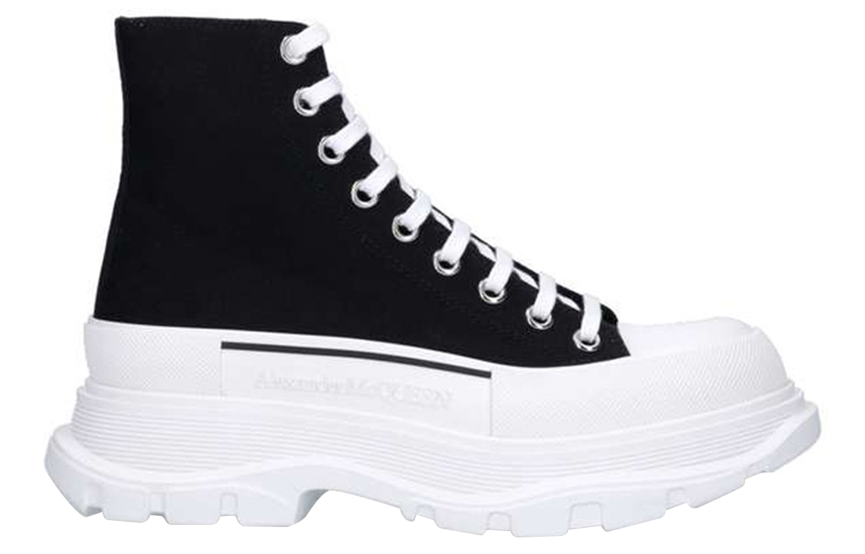 Alexander McQueen Canvas Tread Slick High Top Sneakers 'Black White' 604254W4MV21070