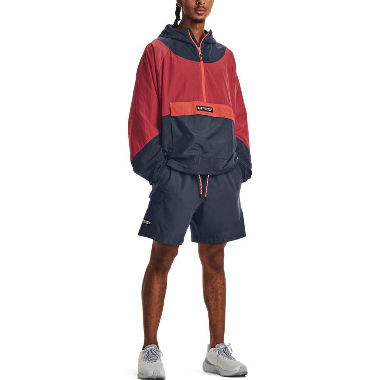 Under Armour Rush Woven 1/2 Zip Anorak Jacket 'Red Grey' 1377183-044