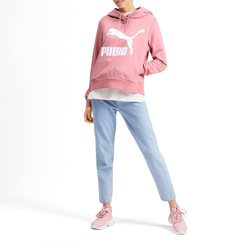 (WMNS) PUMA Classics Logo Casual Sports Hoodie Pink Red 595915-14