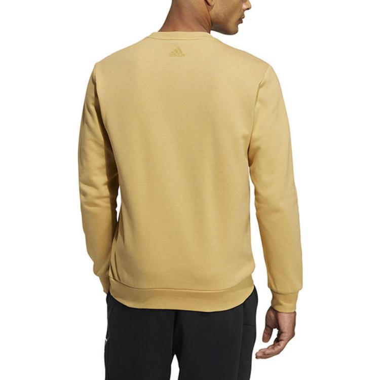 Men's adidas Brand Large Logo Printing Round Neck Long Sleeves Khaki HM2962