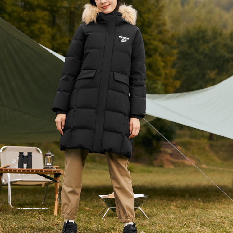 (WMNS) Skechers Casual Series Long Down Jacket 'Black' L422W109-0018