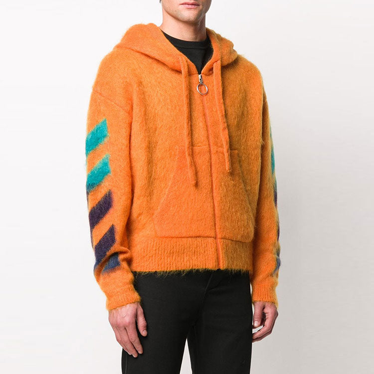 Men's Off-White 3d Logo Hooded Knit Orange OMHA073R20B020231988