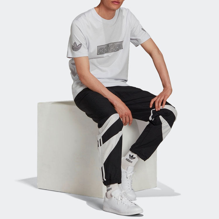 Men's adidas originals Breathable Printing Casual Bundle Feet Sports Pants/Trousers/Joggers Black H06758