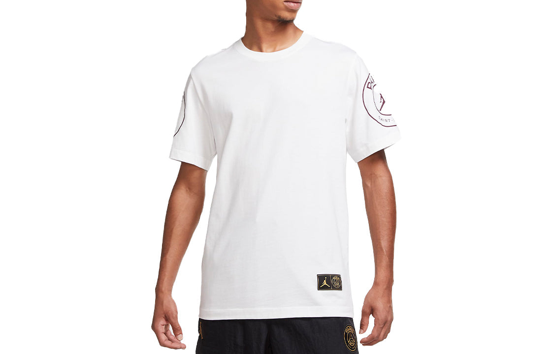Air Jordan Paris Saint-Germain Printing Logo Short Sleeve White CK9780-100