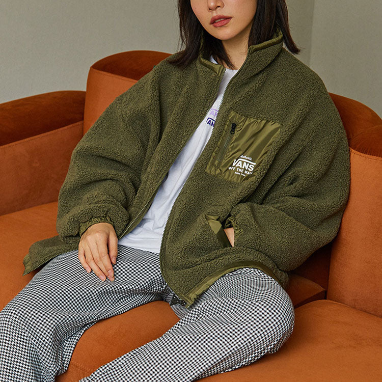 (WMNS) Vans Lamb's Wool Splicing Stay Warm Jacket Military Green VN0A5H6UKCZ