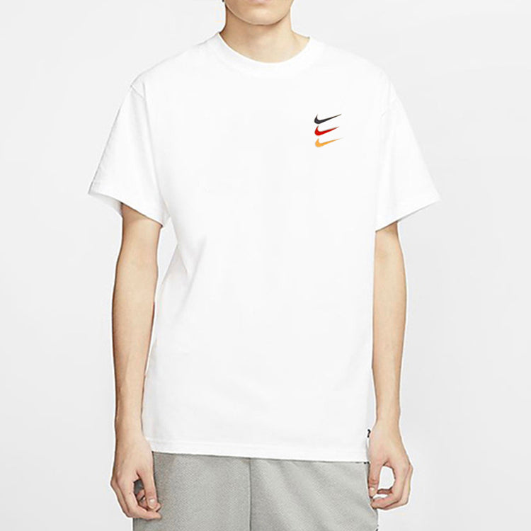 Nike Contrasting Colors Logo Sports Round Neck Short Sleeve White DJ4392-100