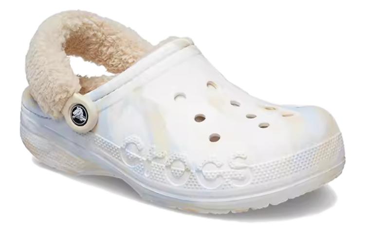 (WMNS) Crocs Baya Lined Fuzz Strap Marbled Clog 'White Multi' 209241