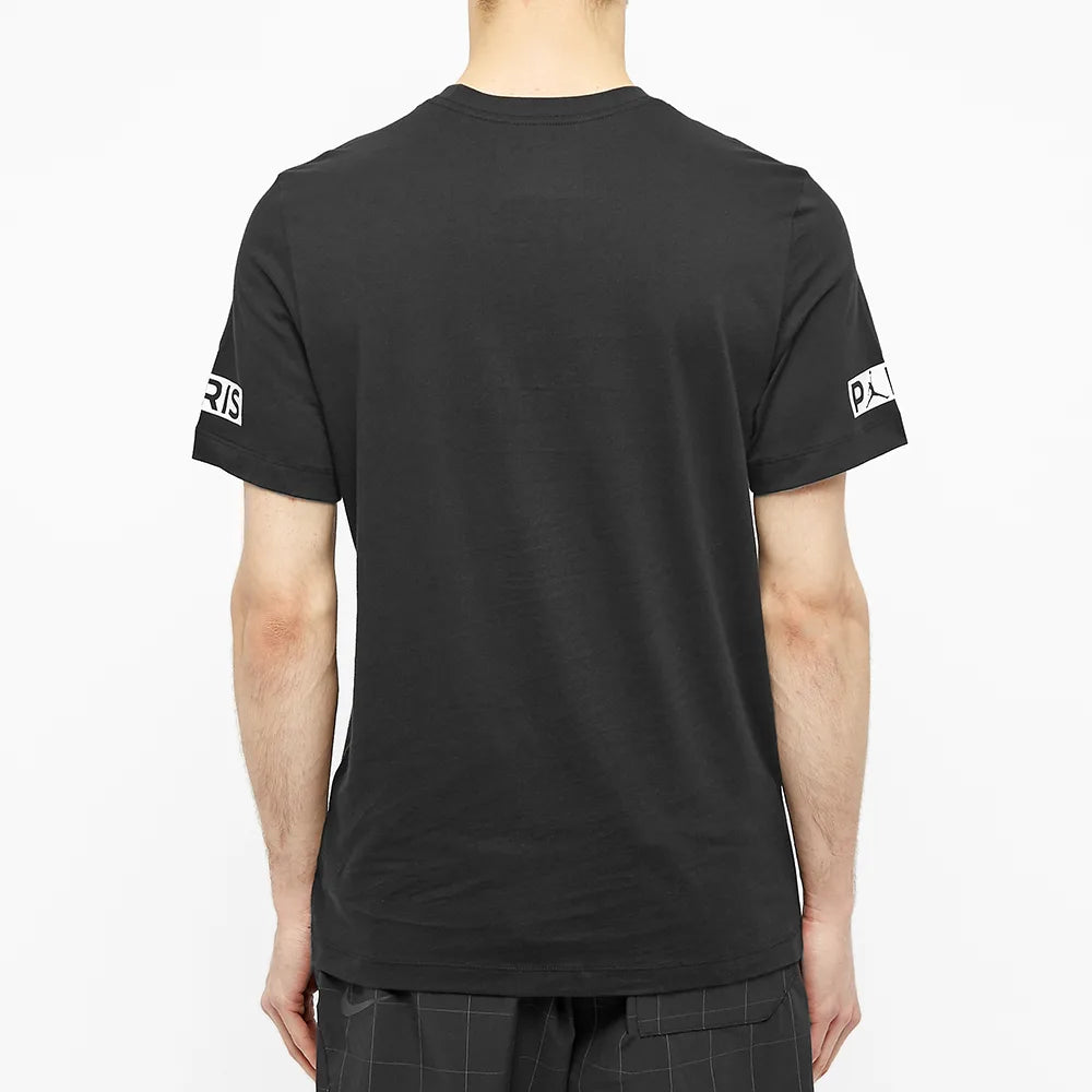 Air Jordan Paris Saint-Germain Logo Tee Printing Short Sleeve US Edition Black BQ8384-010