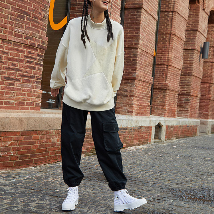 (WMNS) Converse Retro corduroy Fleece Round Neck Pullover Hoodie White 10023512-A01