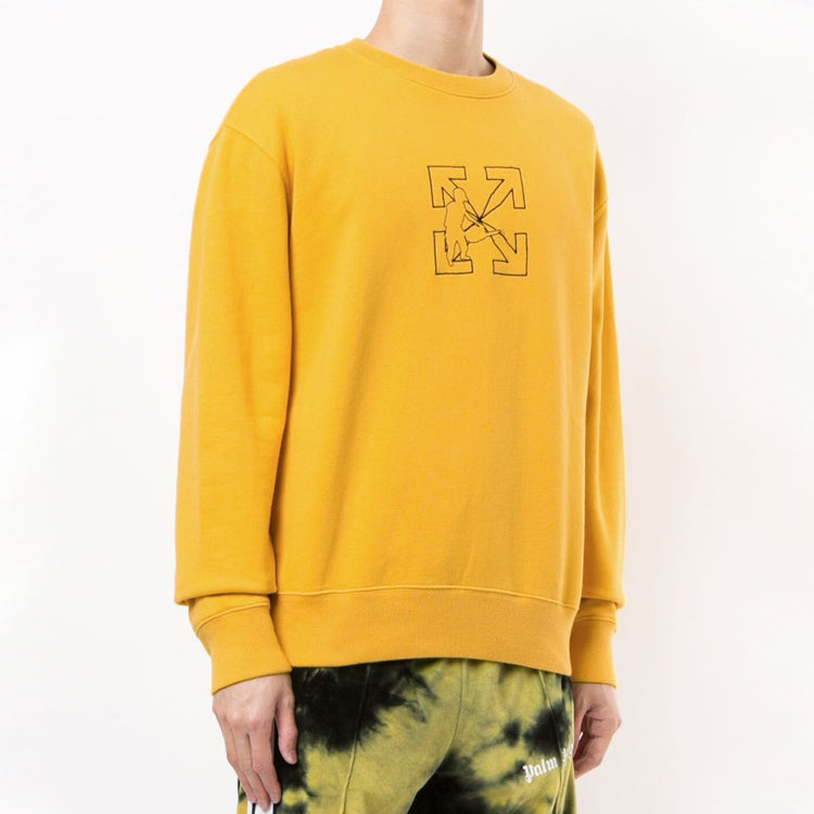 Off-White Funny Logo Printing Pullover Yellow OMBA025E20FLE0021810