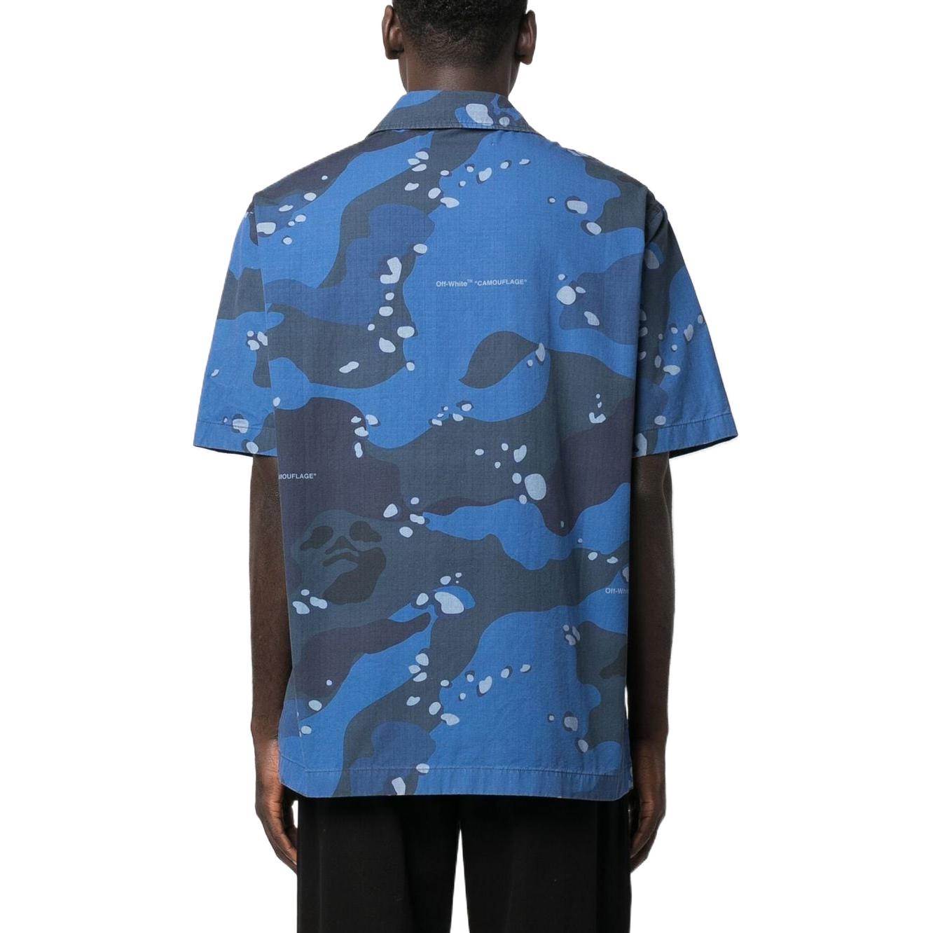 Off-White Camo Poplin Holiday Shirt 'Blue' OMGA245F22FAB0024500