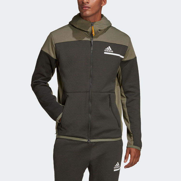 adidas Z.n.e. Aeroready Colorblock Sports Cozy Hooded Jacket Green FT0532