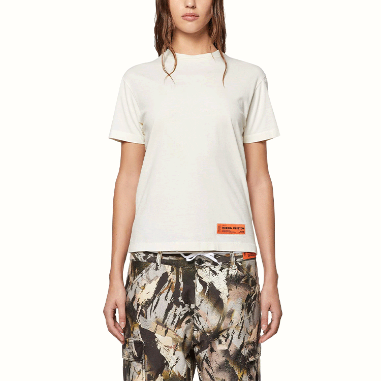 (WMNS) HERON PRESTON SS22 Logo Recycled T-shirt 'White' HWAA024C99JER0010100
