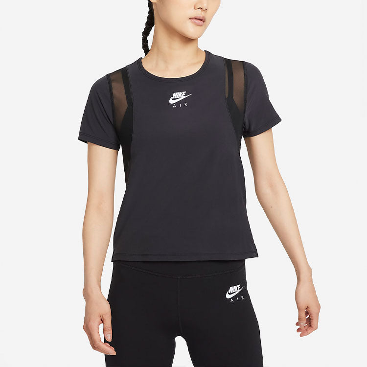 (WMNS) Nike Air Quick Dry Woven Reflective Breathable Mesh Short Sleeve Black CZ9375-010