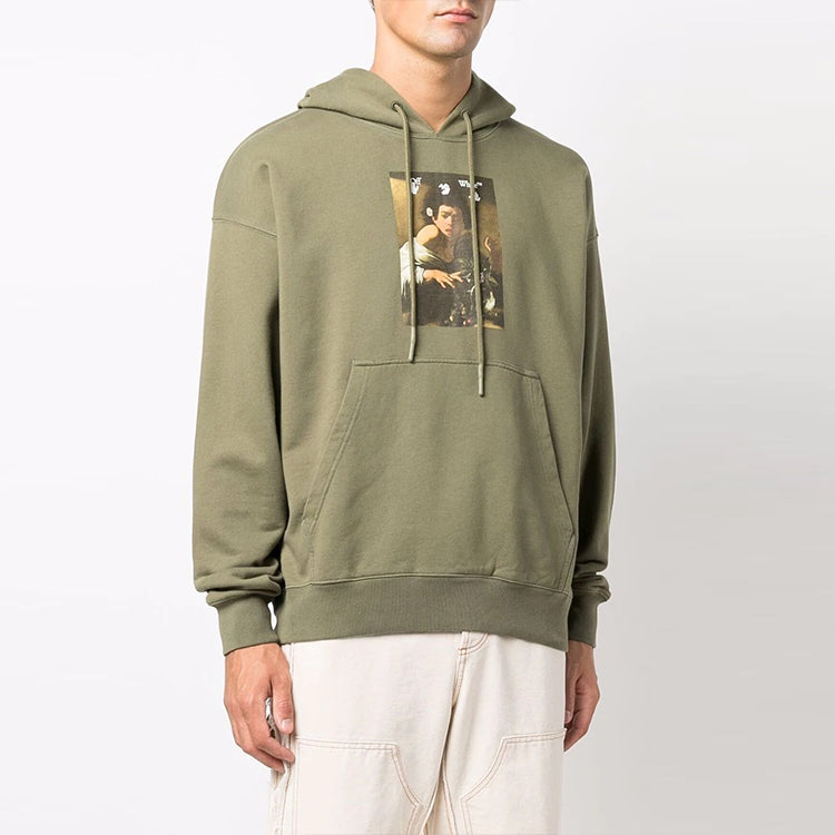 Men's Off-White FW21 Illustration Printing Loose Fit Green OMBB085F21FLE0135584