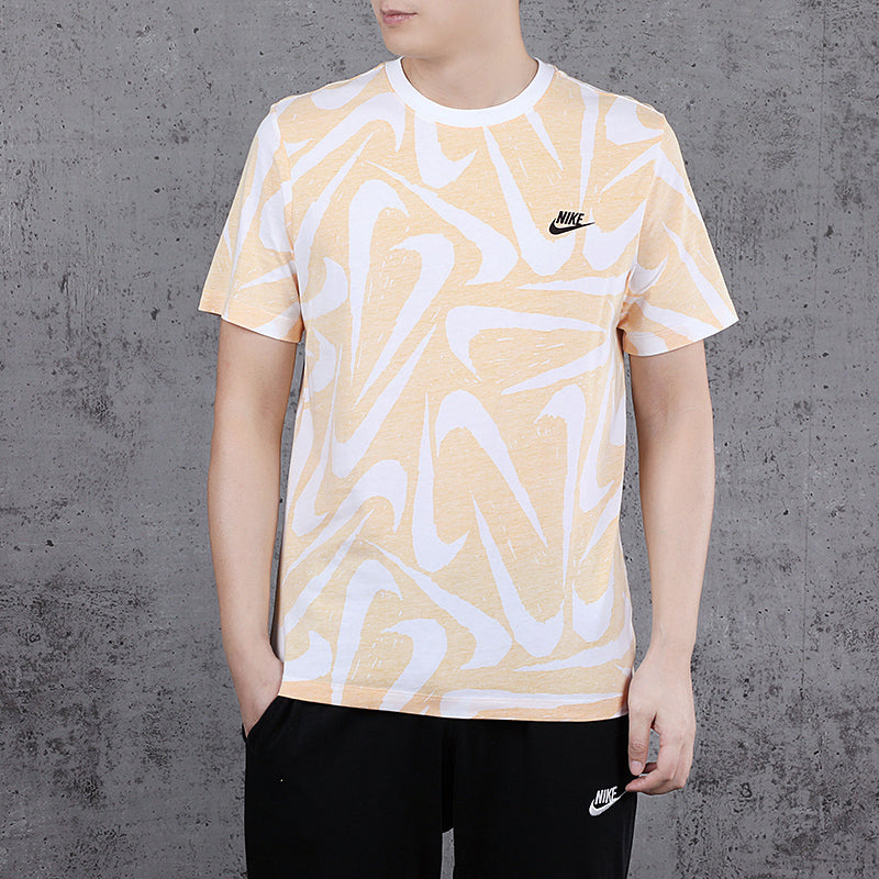 Nike Sportswear Casual Sports Round Neck Printing Short Sleeve Yellow CK2376-739