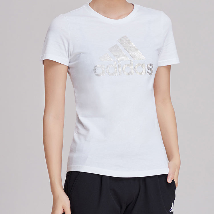 (WMNS) adidas Foil t-shirt Sports Stylish Round Neck Short Sleeve White DW5721