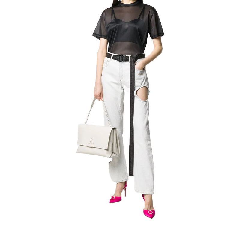 (WMNS) Off-White Binder Clip Soft shoulder bag White OWNA119S20LEA0010300