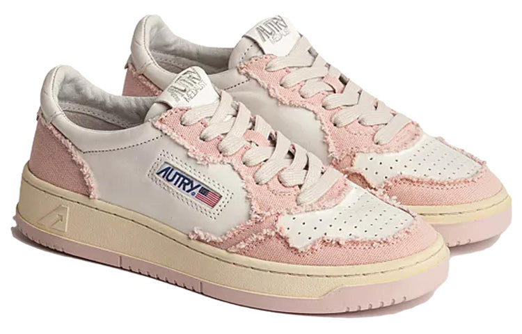 (WMNS) AUTRY Medalist Low Soft Goatskin and Frayed Canvas 'White and Pink' AULW-CB05