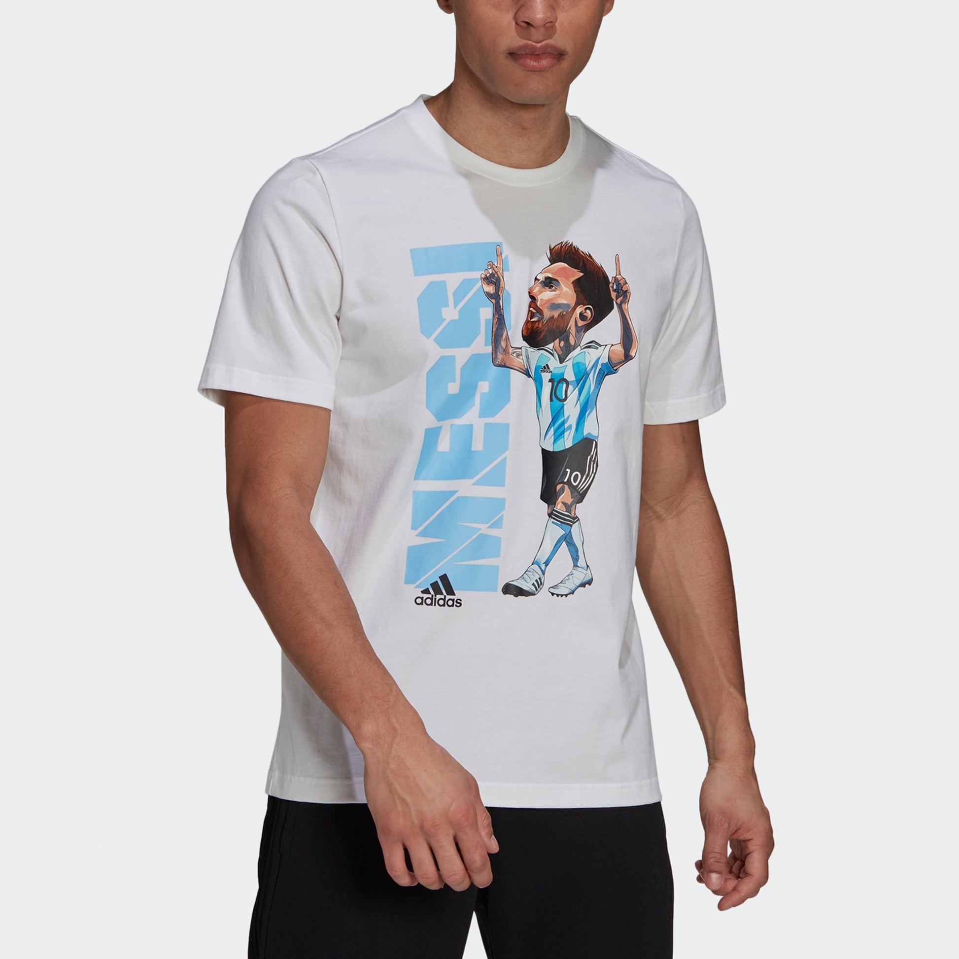 adidas Messi Icon T M Soccer/Football Casual Sports Short Sleeve White HA5451