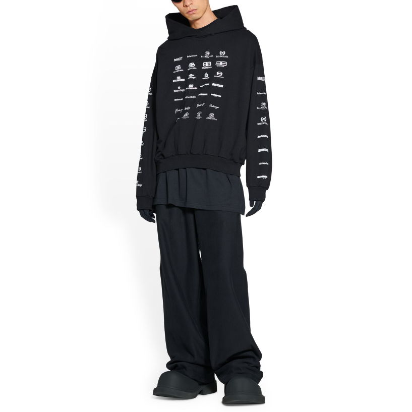 Balenciaga Archives Logos Hoodie 'Black' 726241TNVQ81070