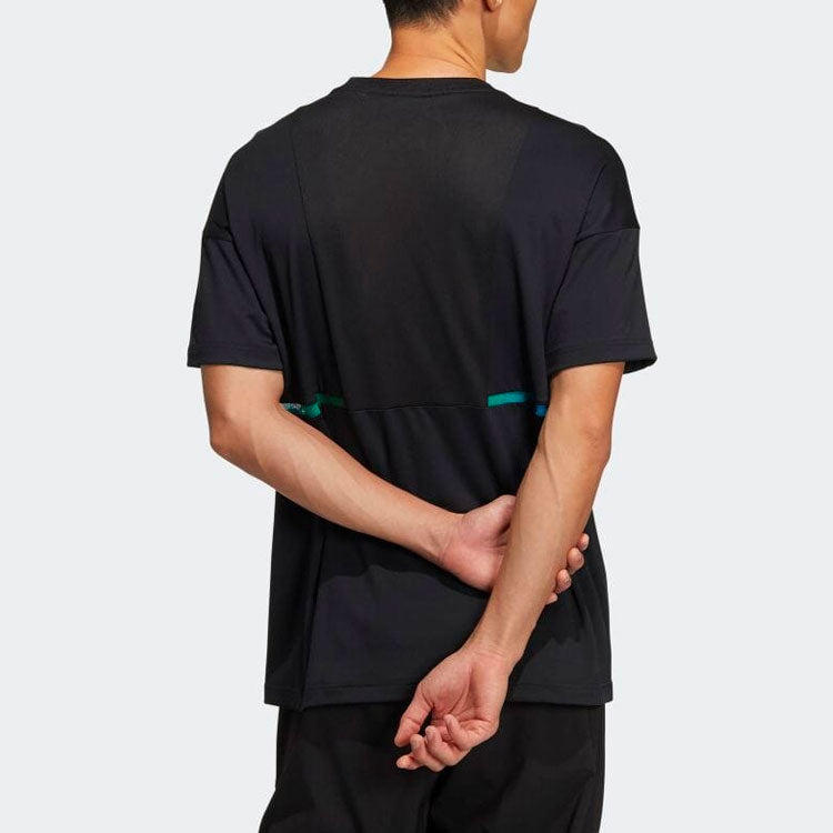 Men's adidas Solid Color Alphabet Printing Round Neck Short Sleeve Japanese Version Black T-Shirt HE5234