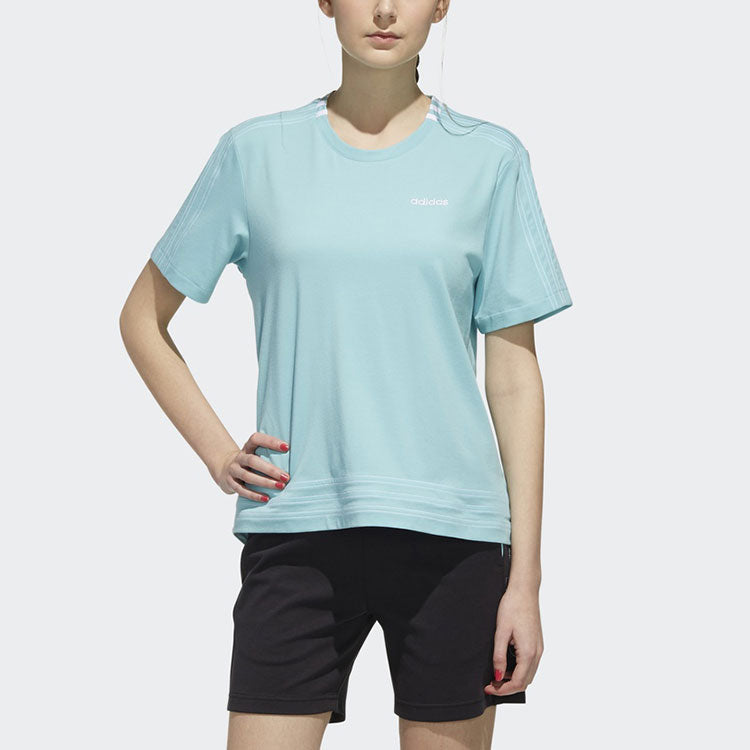 (WMNS) adidas neo Logo Printing Training Sports Loose Round Neck Short Sleeve Blue DW7732
