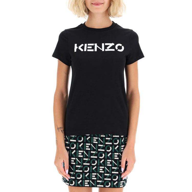 KENZO FW20 Logo Pattern Round Neck Short Sleeve Black FA62TS8414SJ-99