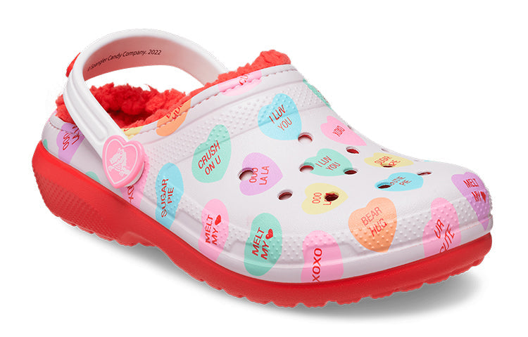 (GS) Crocs Classic Lined Elevated Sweethearts Clogs 'Red White' 207738-119