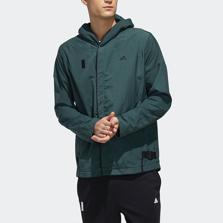 adidas Wj Wb Light Logo Woven Hooded Jacket Green DY8758