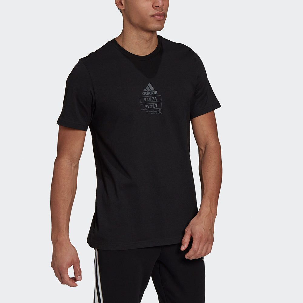 adidas Tech Refl Tee M Running Athleisure Casual Sports Round Neck Short Sleeve Black GN6862