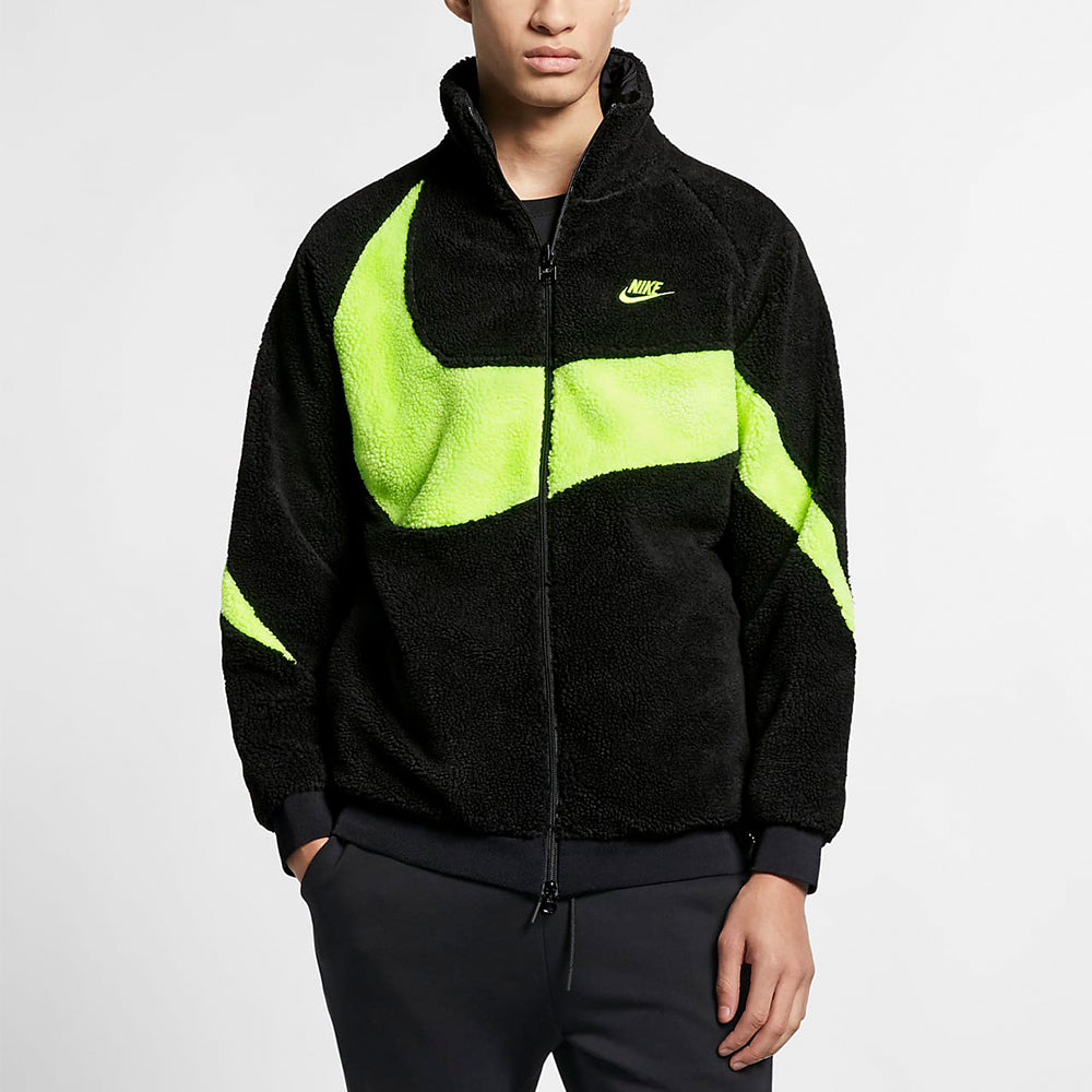 Nike Big Swoosh Reversible Boa Jacket (Asia Sizing) 'Black Neon' BQ6546-017