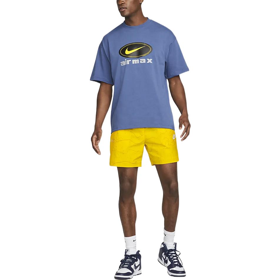 Men's Nike Logo Alphabet Printing Breathable Round Neck Short Sleeve Dark Blue T-Shirt DV9400-410