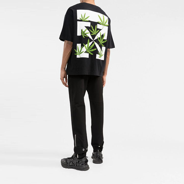 Off-White Weed Arrows Oversized T-Shirt 'Black Green' OMAA120S22JER0021055