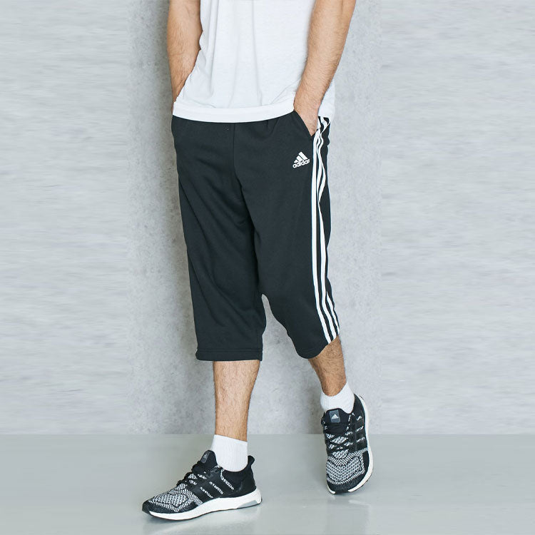 adidas Classic Stripe Casual Cropped Pants Black BK7472