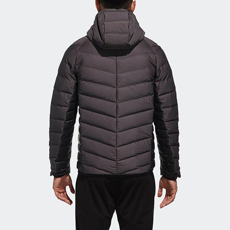 adidas Side Splicing Solid Color hooded down Jacket Gray CV6813