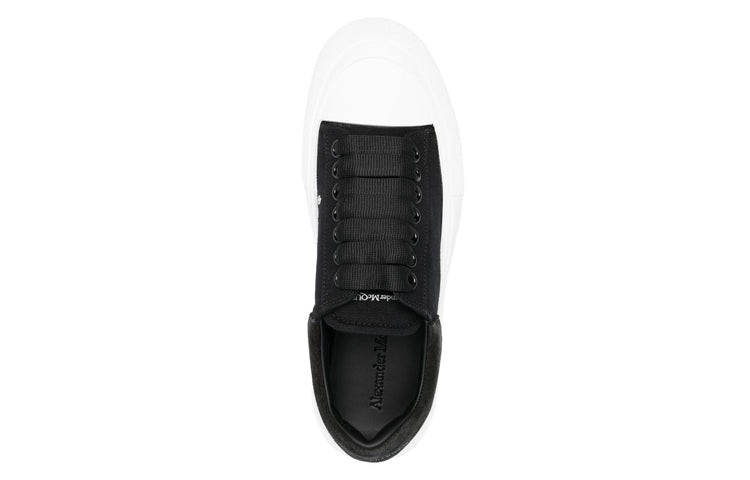 (WMNS) Alexander McQueen Deck Skate Plimsoll Shoes 'Black White' 697120W4MV71070